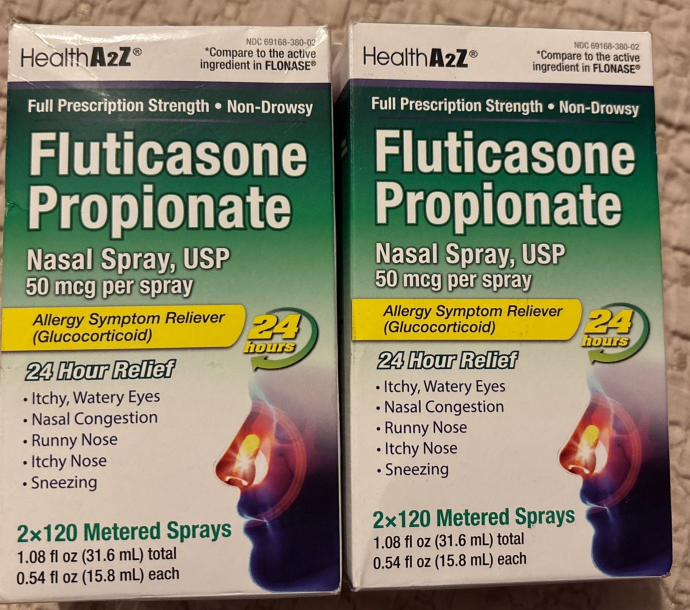 2 – 2pks – HealthA2Z Fluticasone Propionate – Nasal Spray – 24hr Relief – 6/26