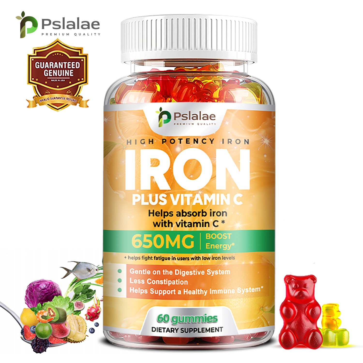 Iron Supplements 650mg – with Vitamin C – Absorbs Easily Raise Hemoglobin Levels
