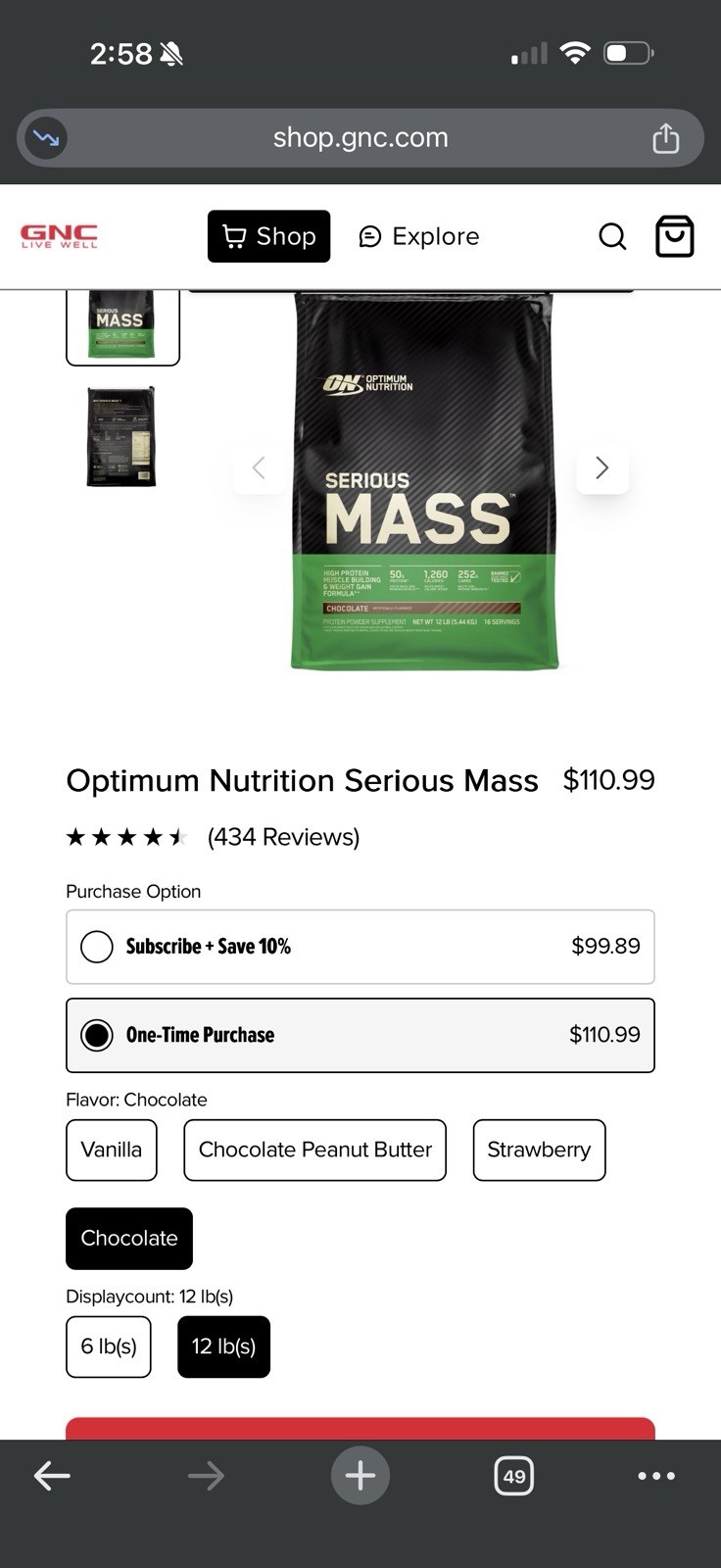 Serious Mass Protein Mass Gainer, Chocolate 12 lb