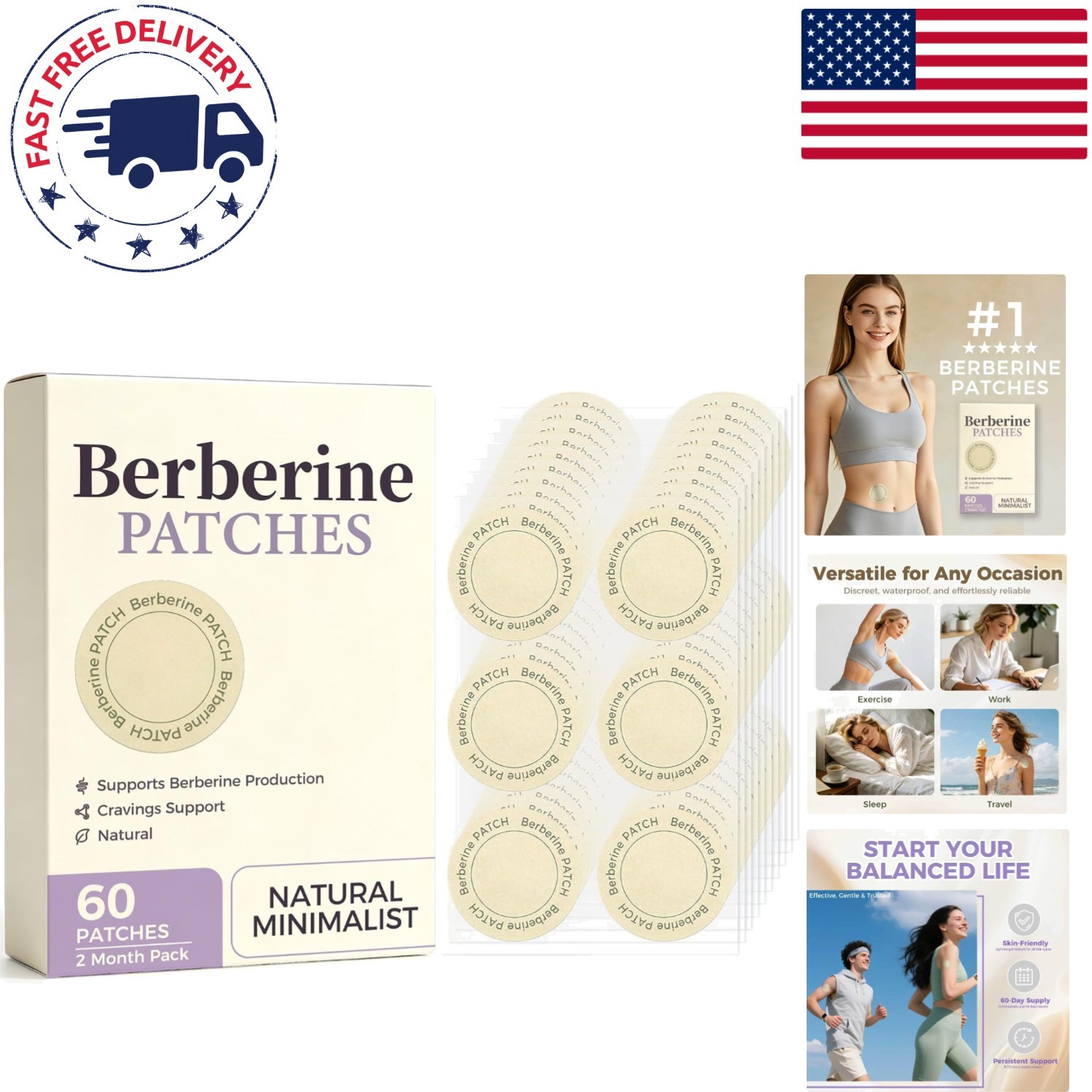 60 Count Berberine & Cinnamon Patches – Botanical Formula for Immune Boost
