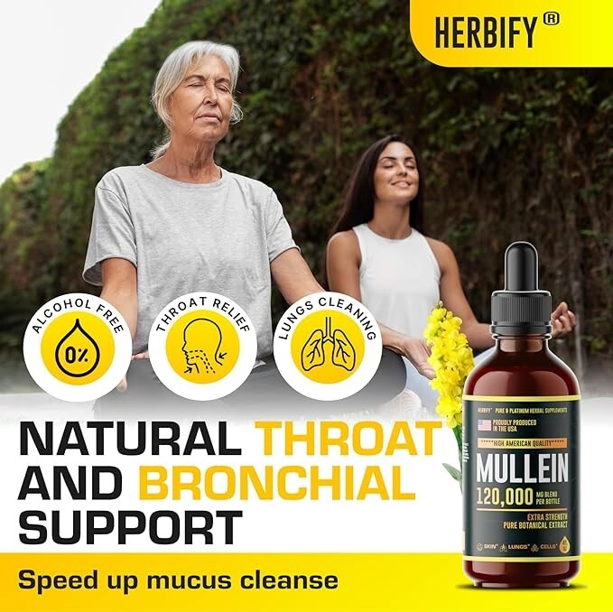 Mullein Drops – Lung Cleanse – Mullein Leaf Extract – Powerful Mullein for Im…