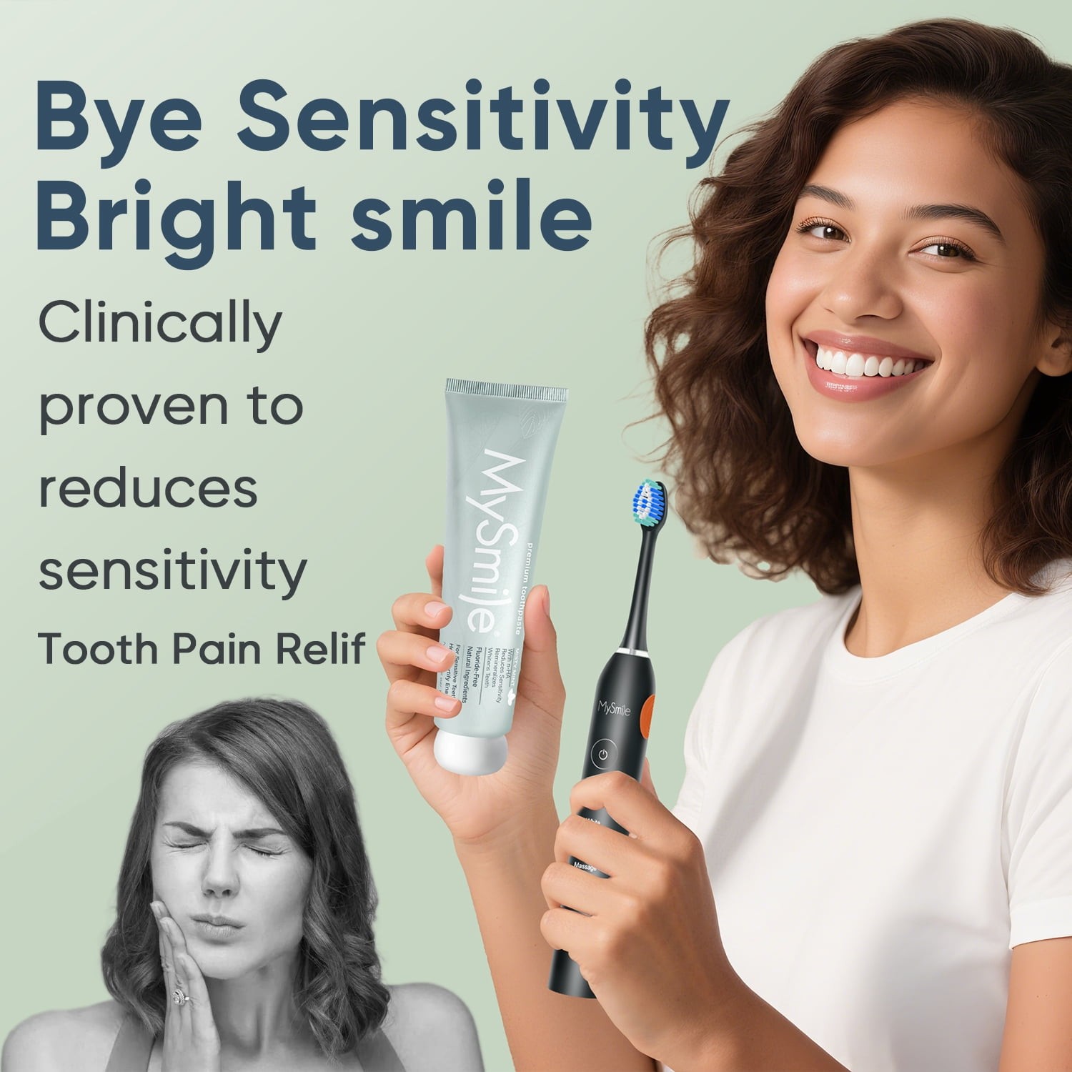 MySmile Nano Hydroxyapatite Toothpaste Fluoride Free Sensitive Relief Mint 4.2oz