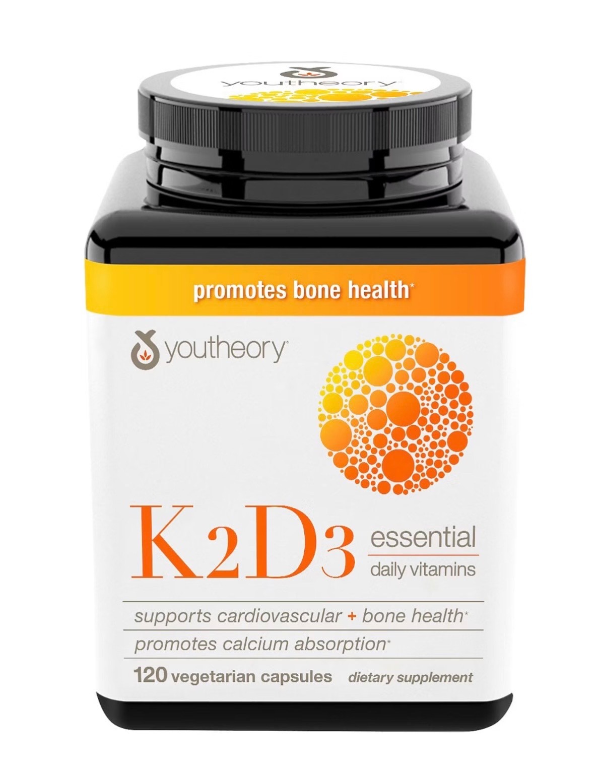 Youtheory K2 D3 Vitamin Capsules 120ct D3 5000IU, K2 100 mcg.