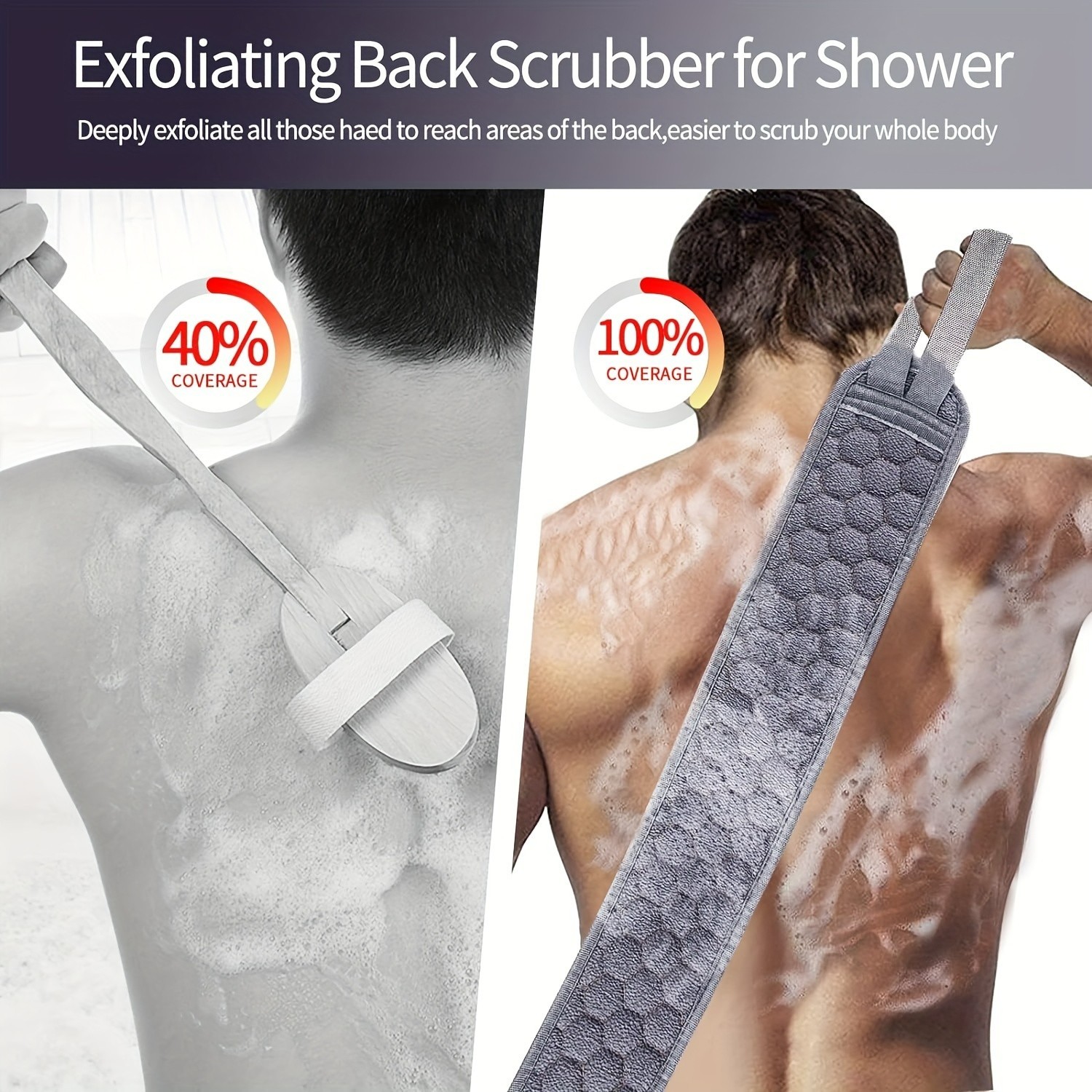 Exfoliating Body Scrubber Set – Includes Back Scrubber, Bath Glove And Shower