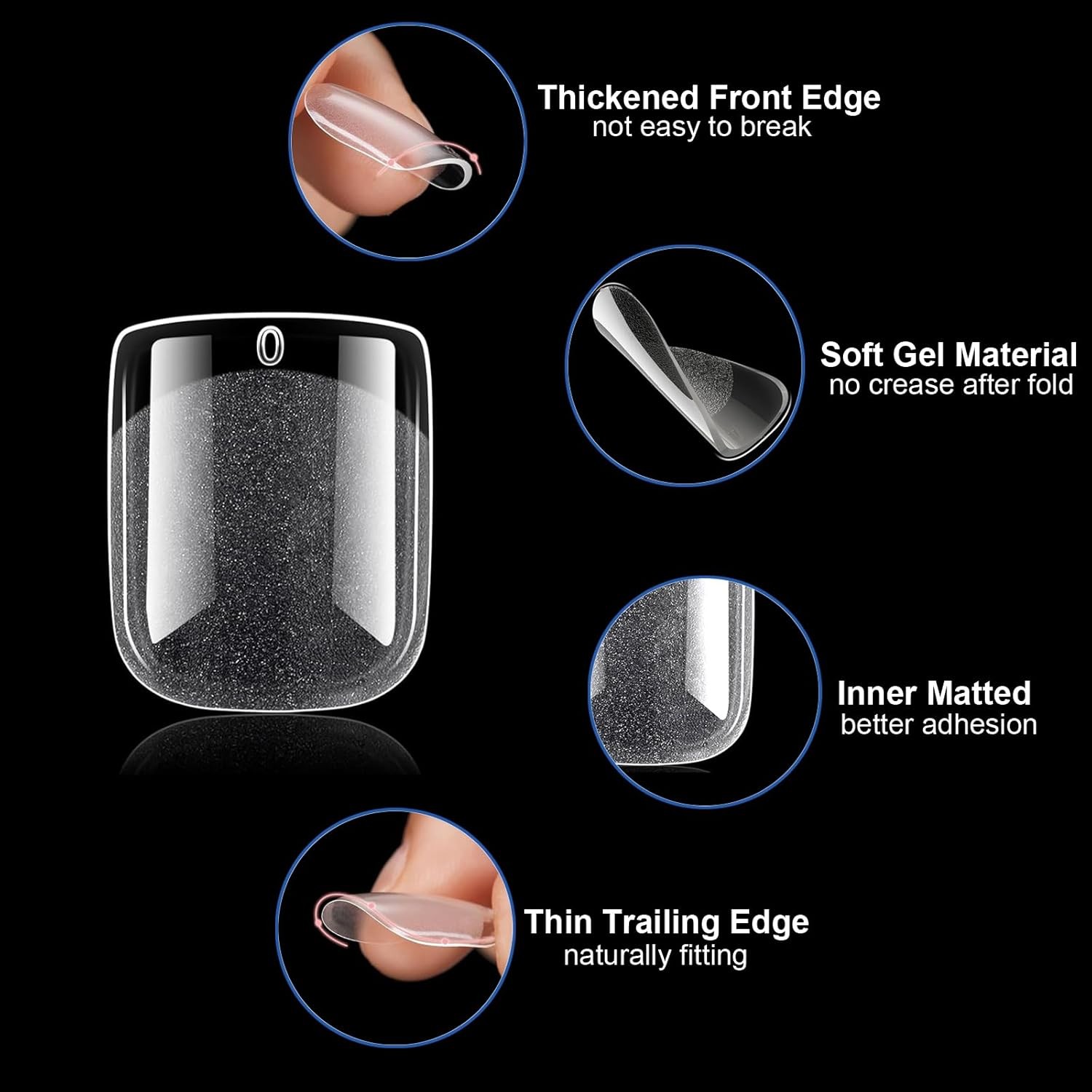 Extra Short Square Gel Nail Tips Full Cover Half Matt Wholesale 600Pcs