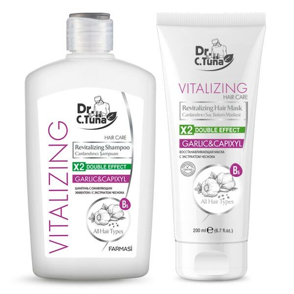 Farmasi Dr. C. Tuna Vitalizing Garlic&Capixyl Hair Care Set, Shampoo +Hair Mask