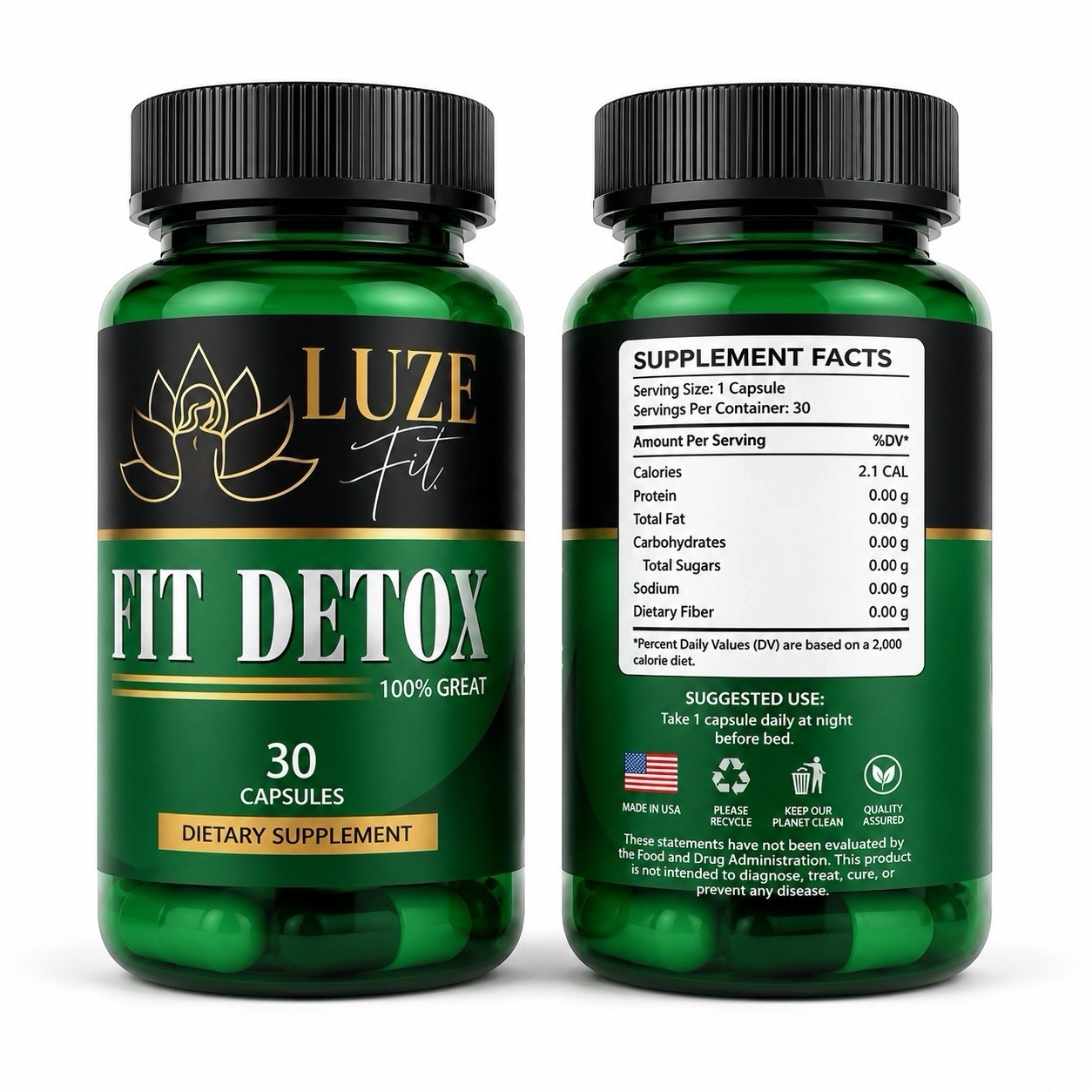 LUZE Fit Detox | 30 Capsules | Dietary Supplement | Digestive & Wellness Support