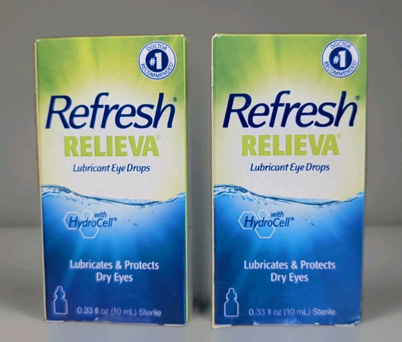 Lot of 2 REFRESH Relieva Lubricant Eye Drops 10 ml 0.33oz Exp 1/2027+ Hydrocell