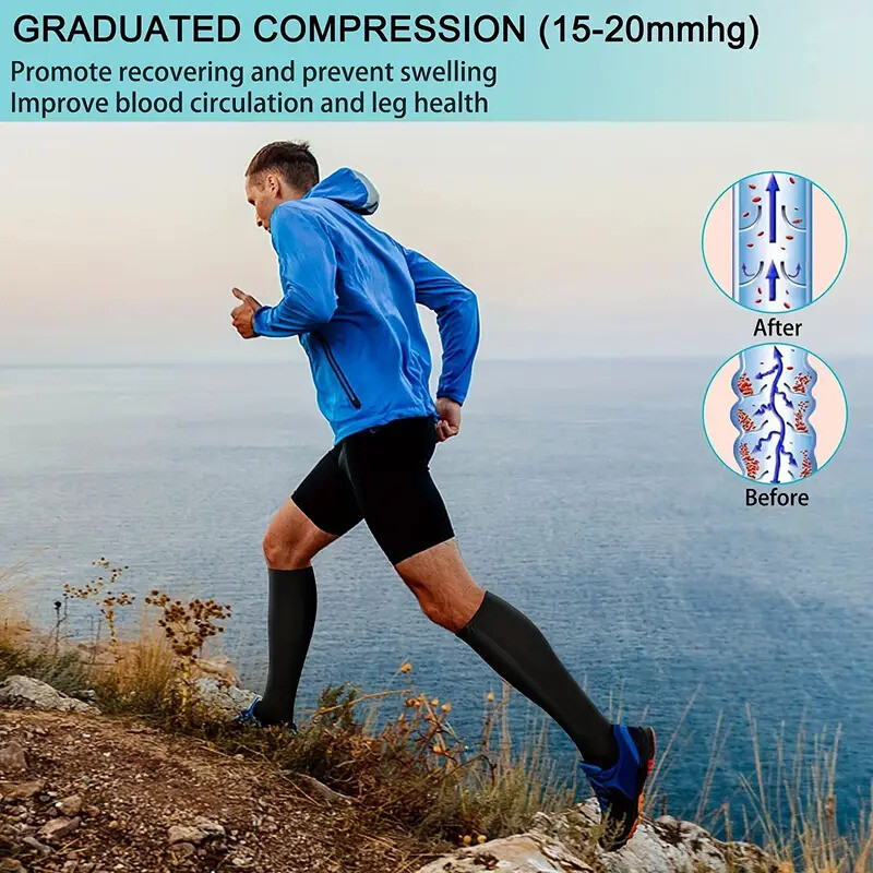 3PK Zippered Compression Socks Closed Toe 20-30mmHg with Zipper Safe Protection