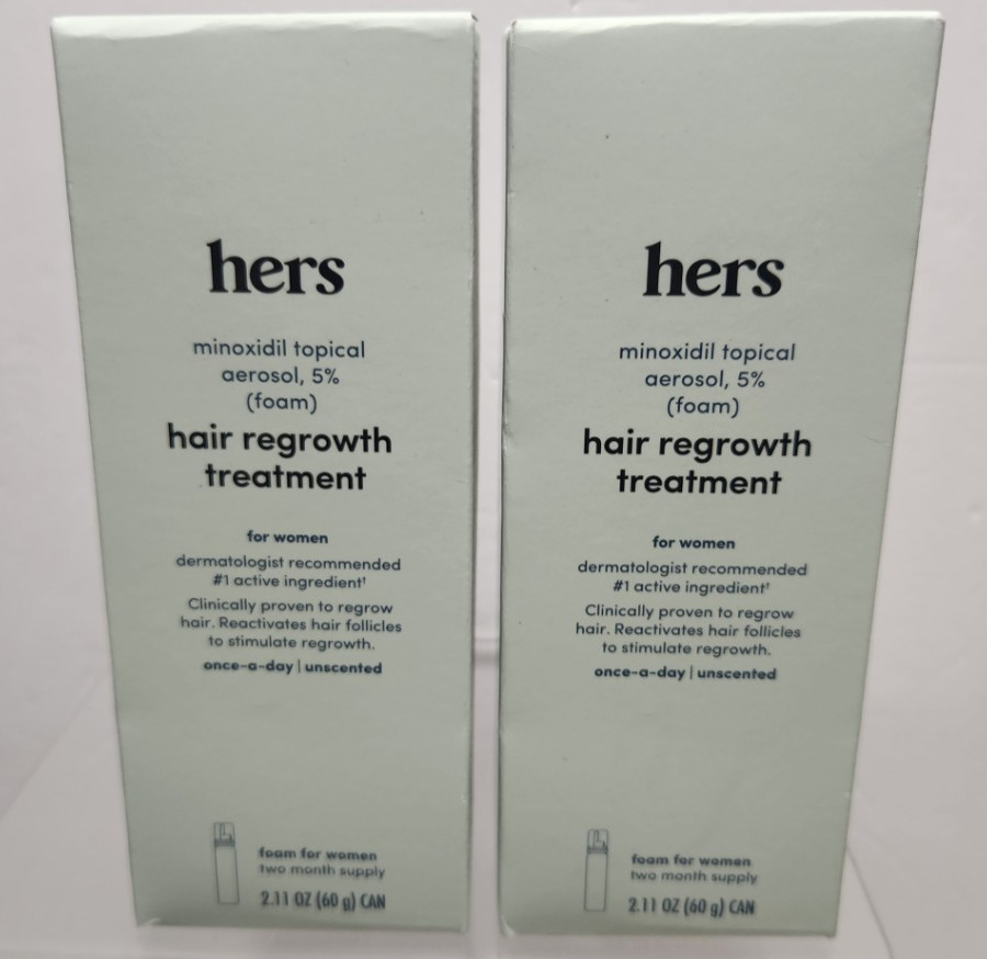 2-Hers Womens Hair Regrowth Minoxidil Topical Aerosal 5% Foam 2.11 oz Exp. 04/27