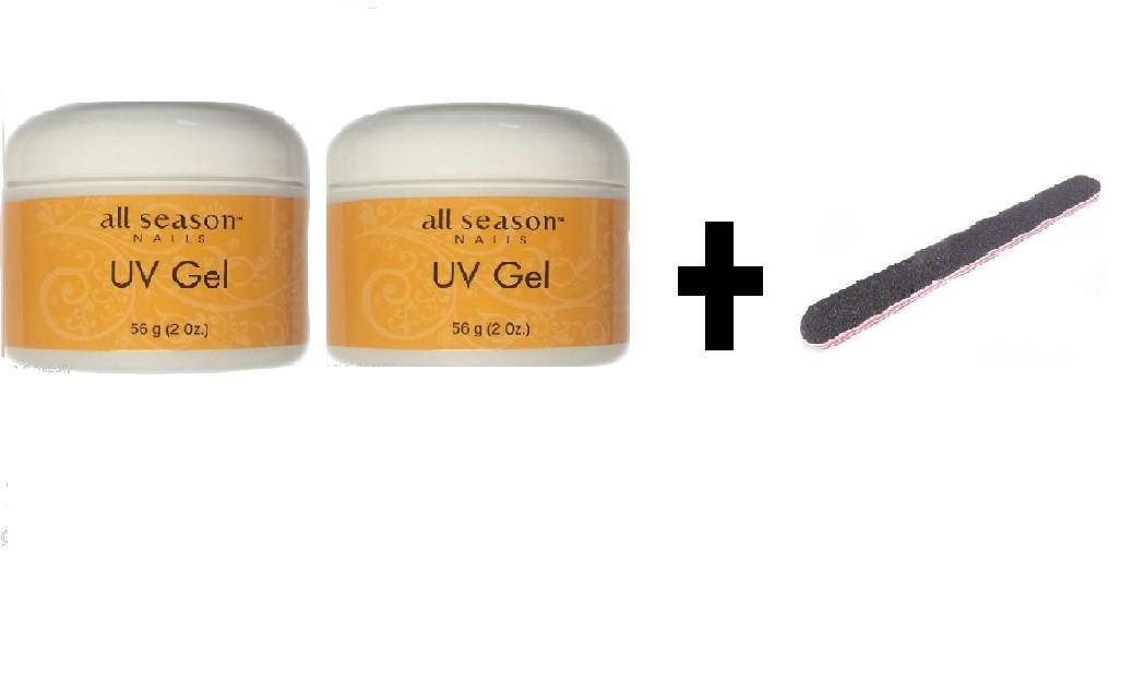 2 All Season UV Nail Gel THICK CLEAR 2 oz/ 56 g + FREE FILE