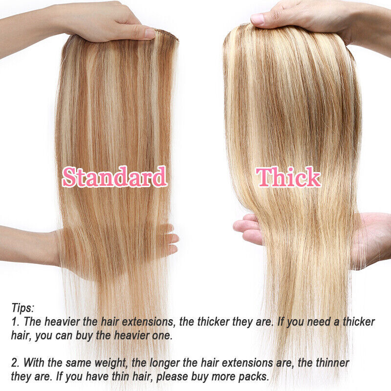 Clip in 8 Pieces 100% Remy Human Hair Extensions Full Head Straight 16″18″20″