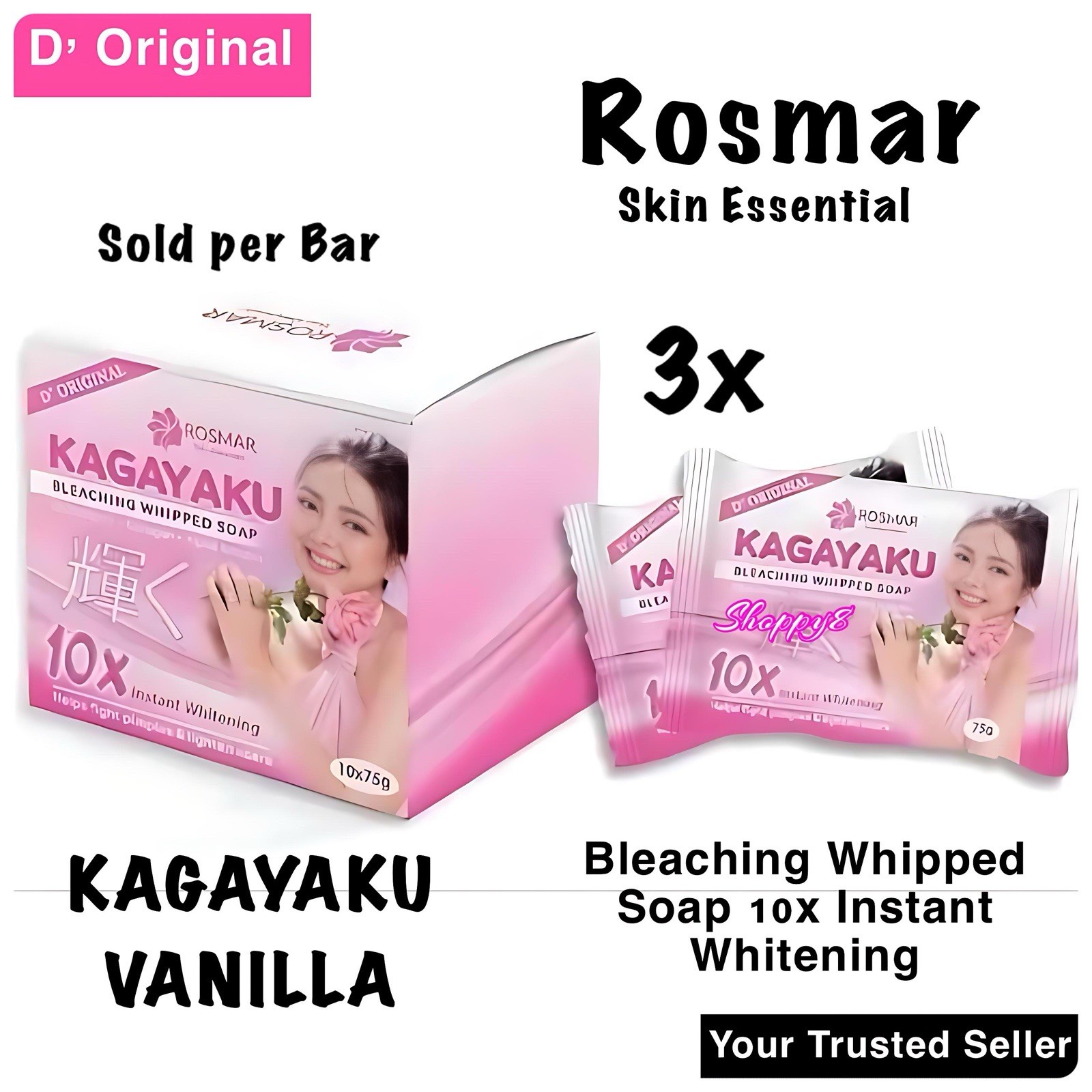 3 Bar ROSMAR KAGAYAKU SOAP Condensada Scent SOAP 75g X 3