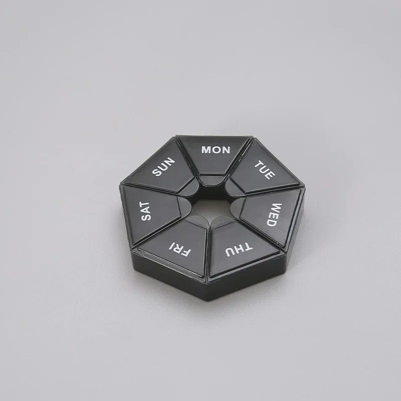 Round Weekly 7 Days Tablet Medicine Storage Pill Box Organizer Container Case