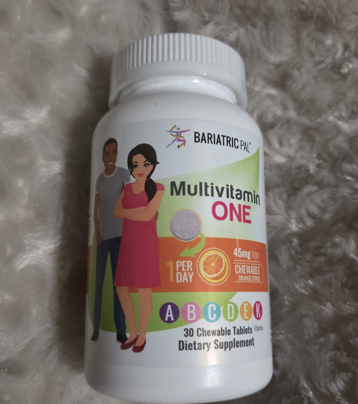 BariatricPal Multivitamin ONE A Day 45mg Iron Chewable Orange Citrus 30ct. NEW