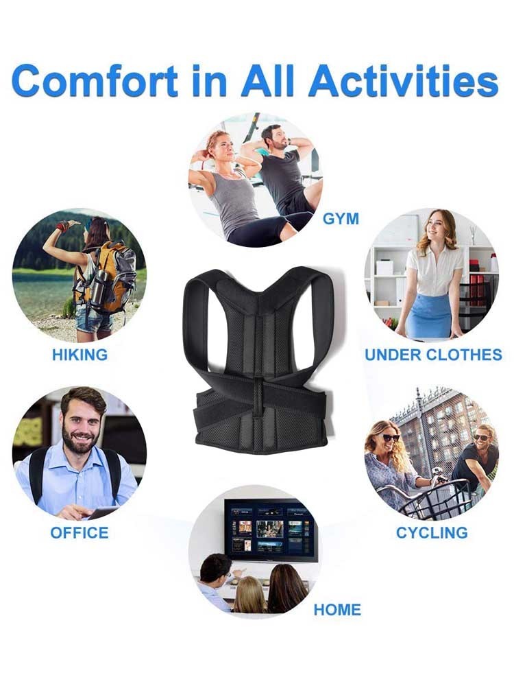 Adjustable Posture Corrector Back Support Shoulder Brace Belt Men Women Black