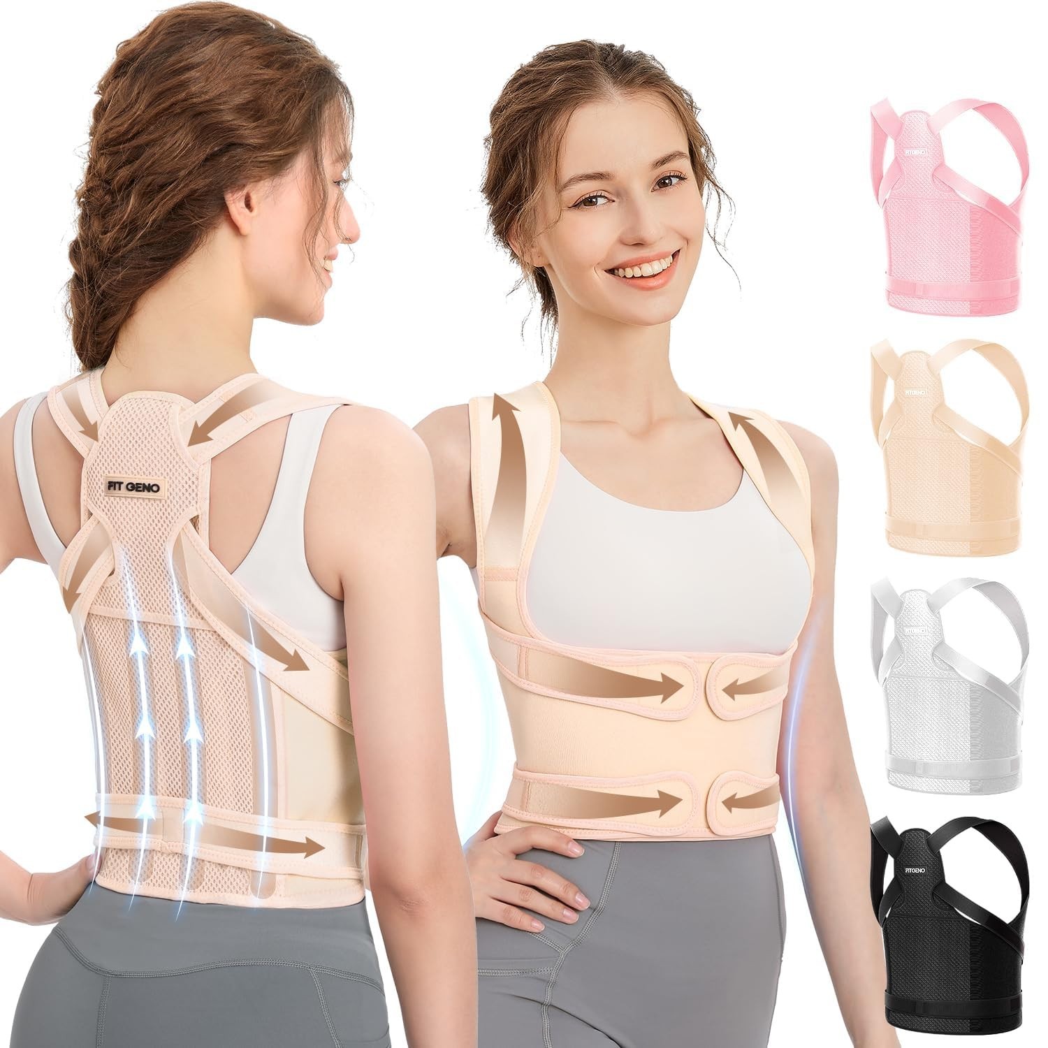 Adjustable Back Brace Posture Corrector for Men & Women, Full Support, Pain Reli