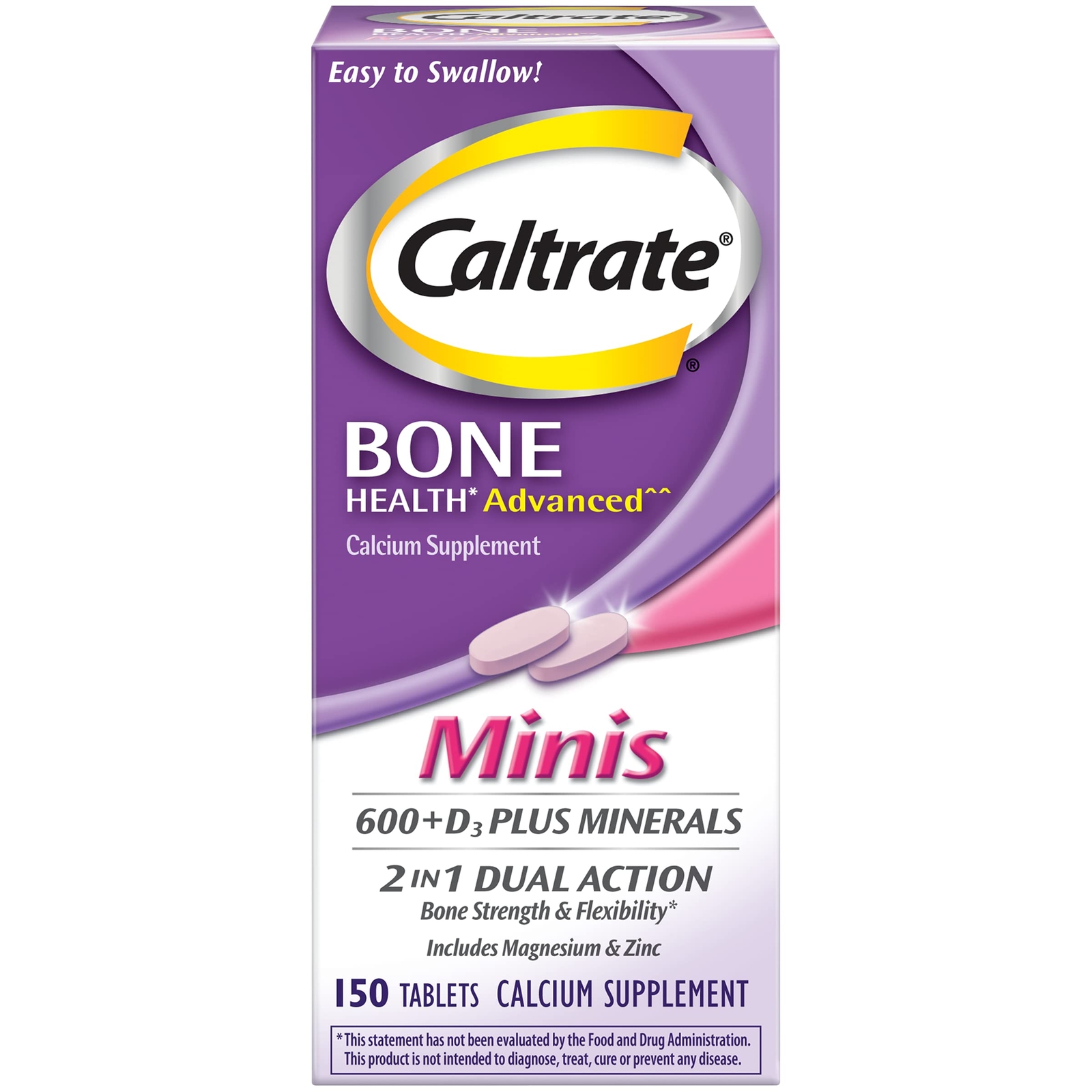 Caltrate Minis 600 Plus D3 Calcium Vitamin D Supplement 150 Count Tablets