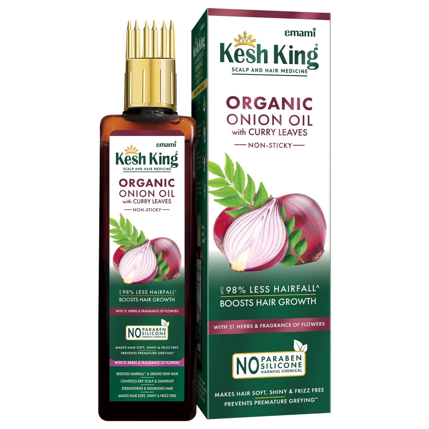 Kesh King Organic Onion Oil With Curry Leaves Reduces Hair 100ml