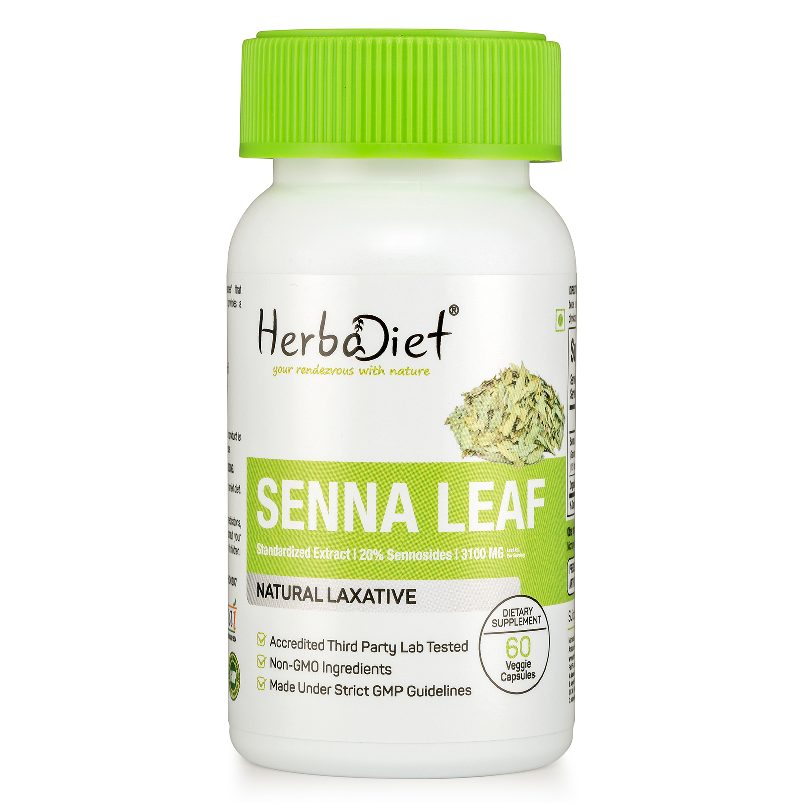Senna Leaf 20% Herbal Laxative Colon Detox Sennosides Extract 500mg Capsules