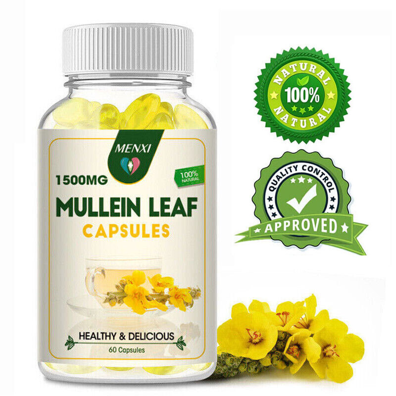Mullein Leaf Capsules For Lung Cleansing & Detox Herbal Dietary Supplement Pills