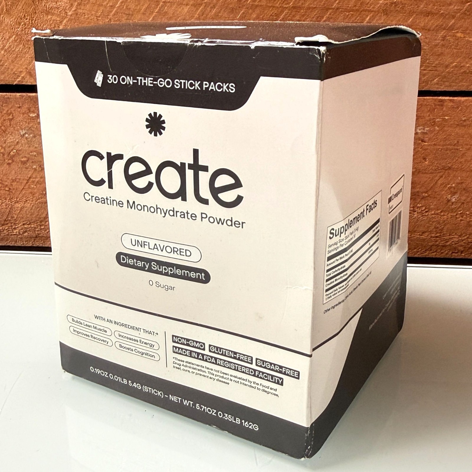 Create Creatine Monohydrate Powder Unflavored 30 Stick Packs 162g Supplement New