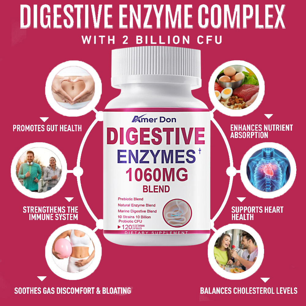 Digestive Enzymes Prebiotic & Probiotics Gas, Constipation & Bloating Relief 120