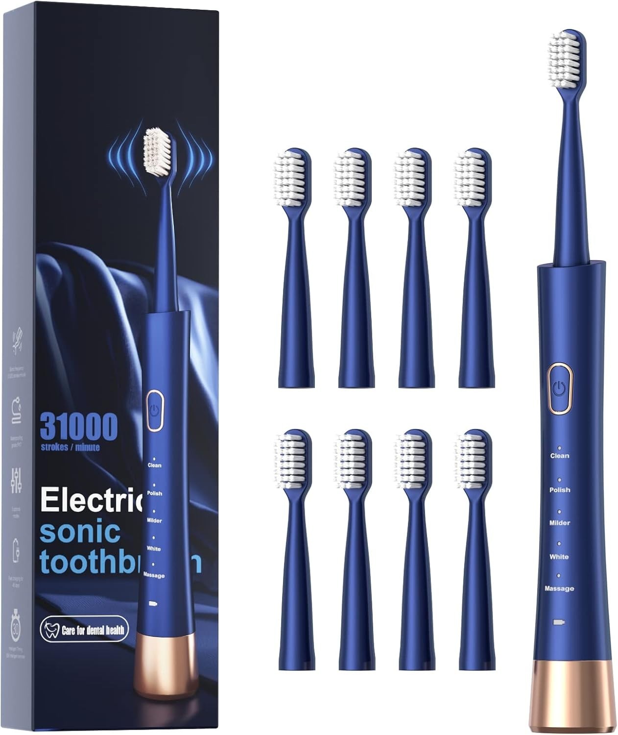 Ultimate Sonic Electric Toothbrush – 5 Modes, Waterproof, 8 Brush Heads Included