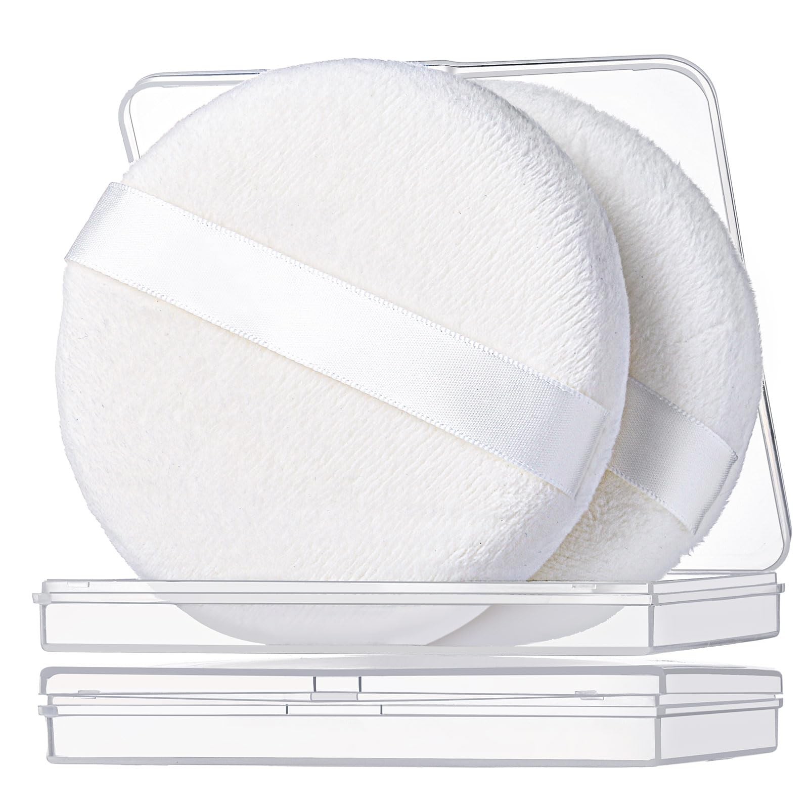 2pcs 3.54inch Medium Powder Puff for Body Powder and Container White