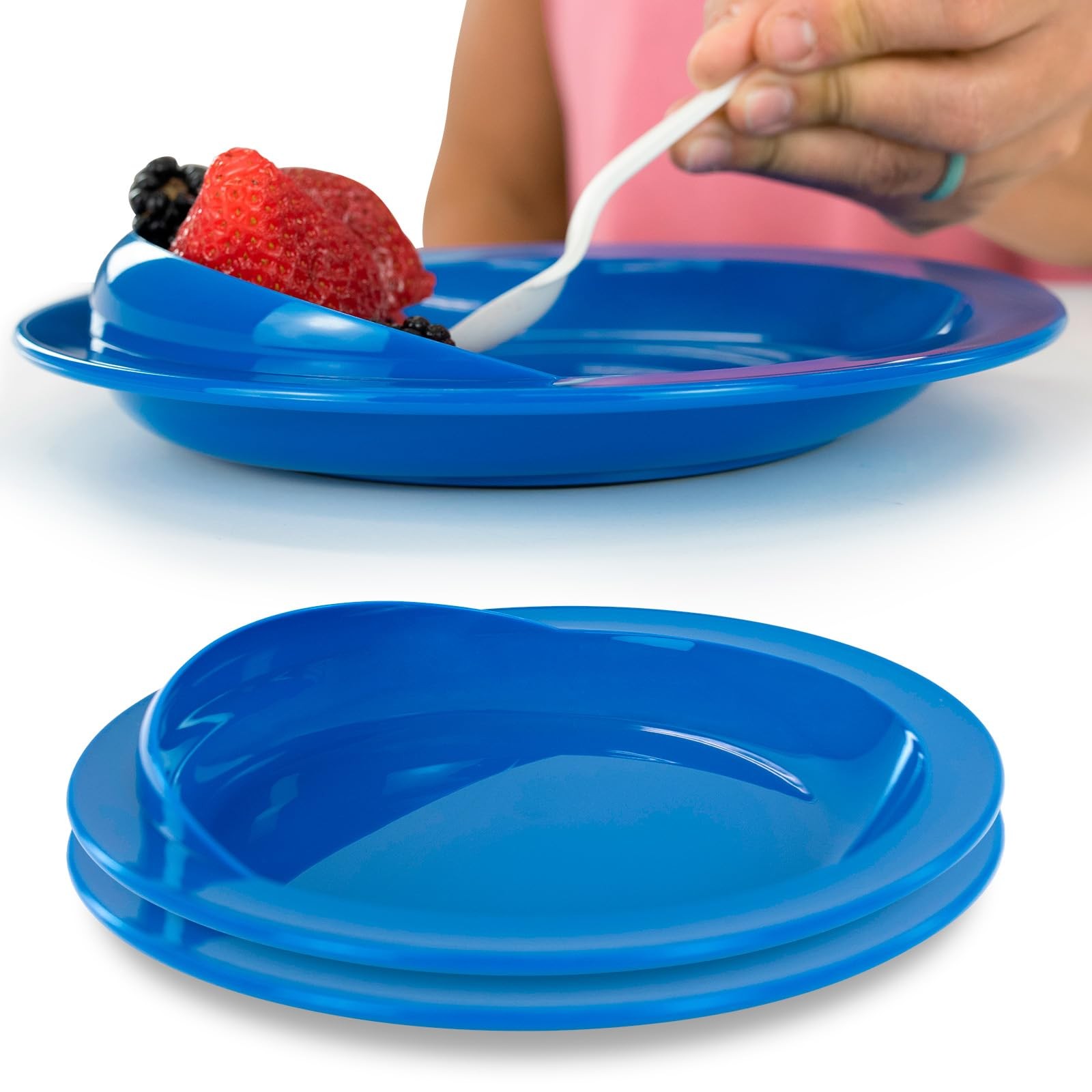 Vive Spill-Proof Scoop Plate, 9″ (2 Pack) – Dish 1 Count (Pack of 2), Blue