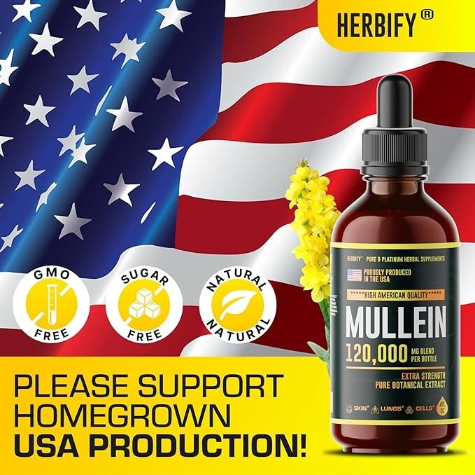 Mullein Drops – Lung Cleanse – Mullein Leaf Extract – Powerful Mullein for Im…