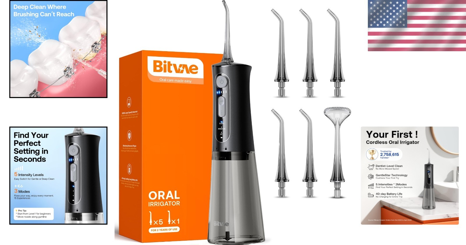 Cordless Water Dental Flosser – 3 Modes & 5 Intensities for Ultimate Oral Care