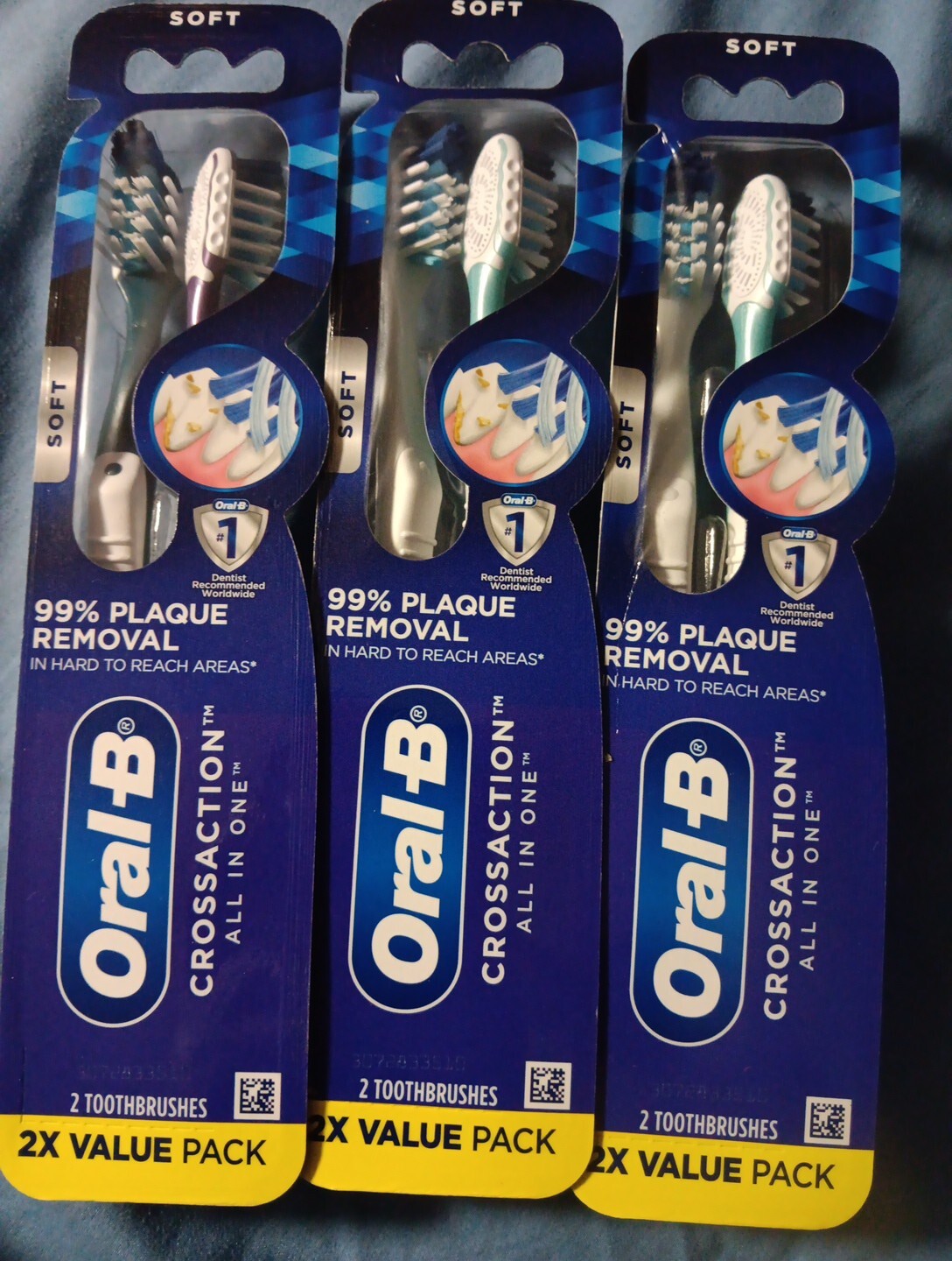 Oral-B CrossAction Bristles ALL IN ONE Soft Toothbrush 6-toothbrushes Total