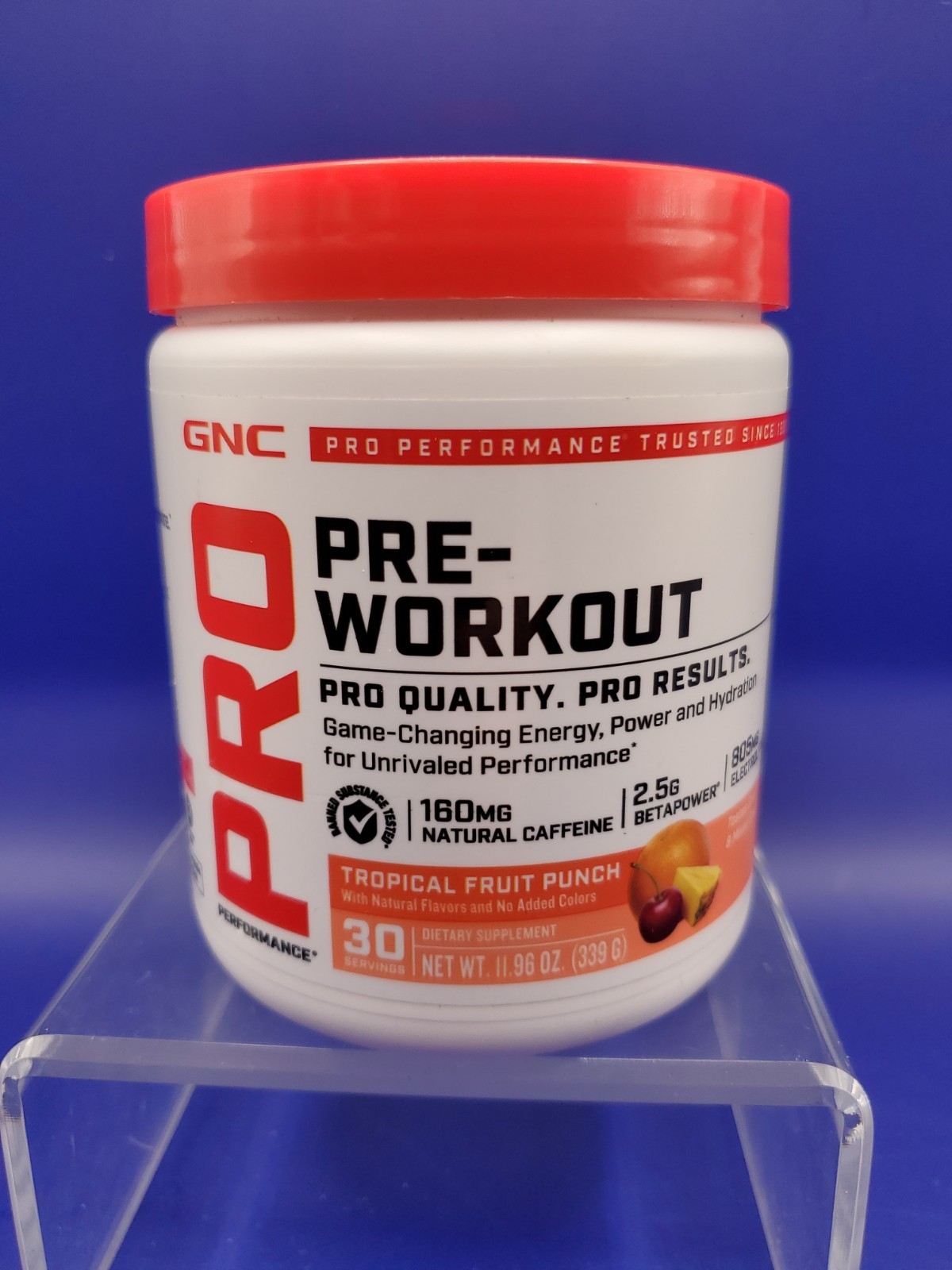 GNC PRO pre-workout tropical fruit punch Powder 30 Servings 11.96oz Exp 10/26