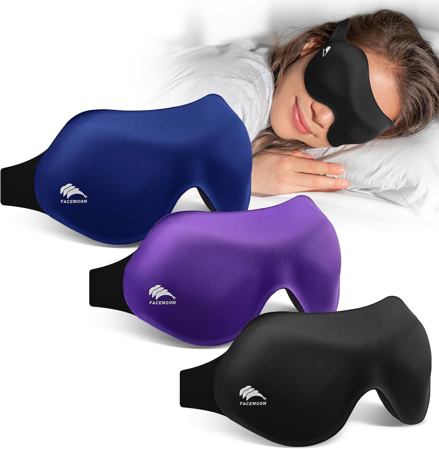 YIVIEW SL-003 Sleep Mask – 3 Pieces Black/Blue/Purple