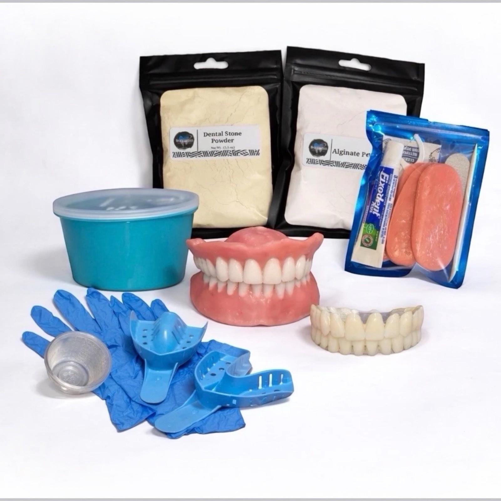 DIY DENTURE Full/Partial Standard Kit Upper Lower Beginners Alginate Impression