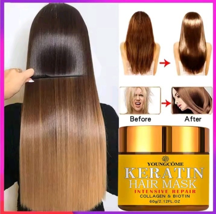 Keratin Hair Mask Collagen Biotin Deep Repair Dry Damaged Hair Treatment USA
