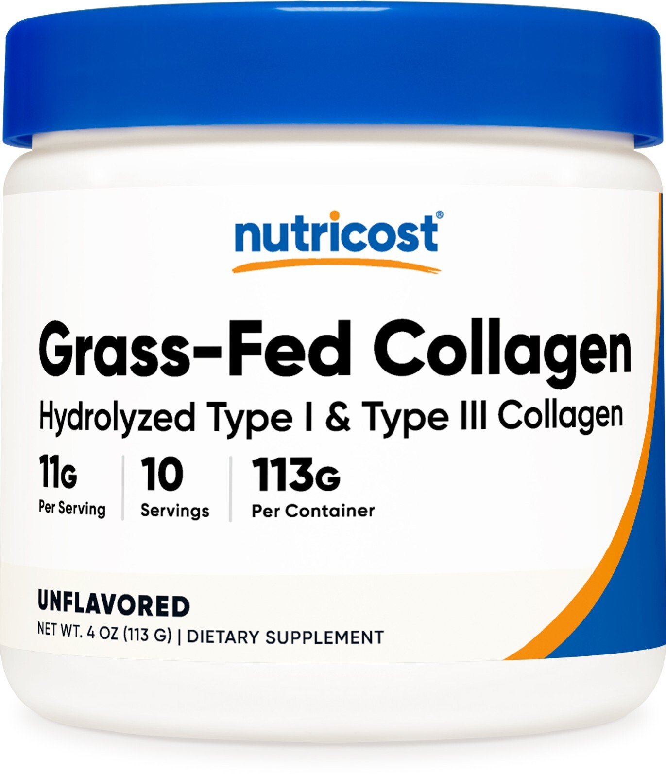 Nutricost Grass-Fed Collagen Powder 4 oz (Unflavored) – Gluten Free and Non-GMO