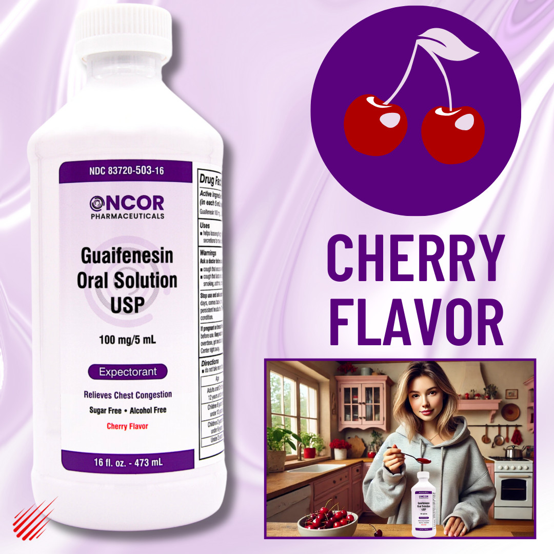 Guaifenesin Liquid 100 mg/5 mL – 16 fl oz (12 Pack) | Oncor | No DM Expectorant