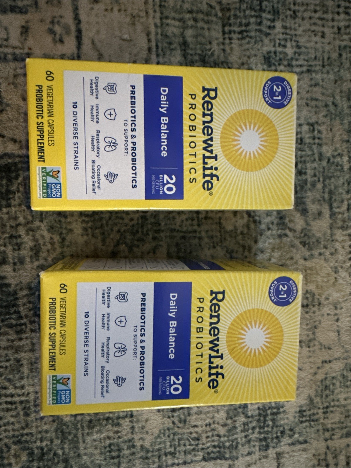 RenewLife Probiotics Daily Balance 20 Billion CFU 60 Caps. Exp 08/2024 – 2 Boxes