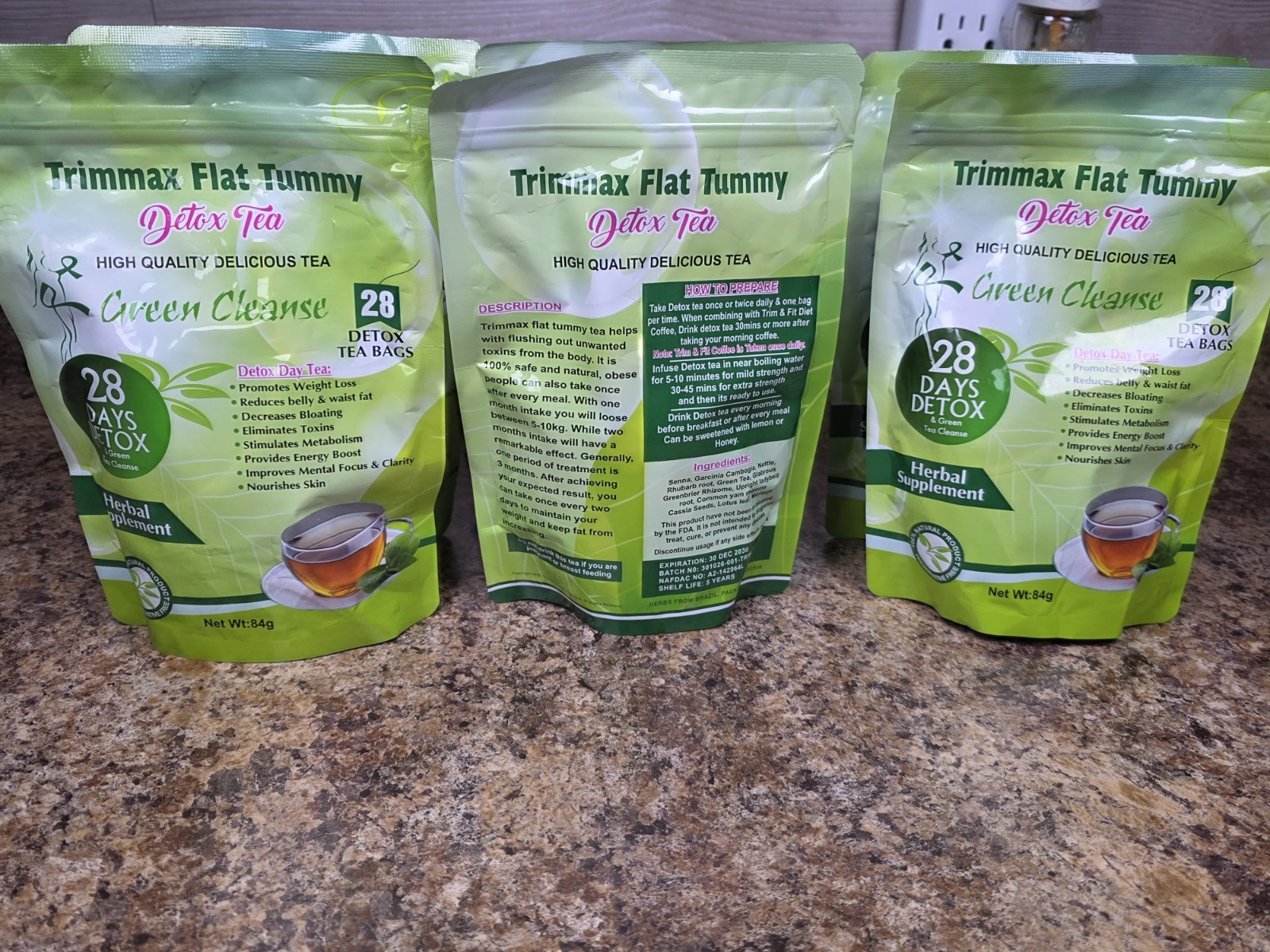 Trimmax Flat Tummy Detox Tea Green Cleanse 28 Days Senna Garcinia 84g