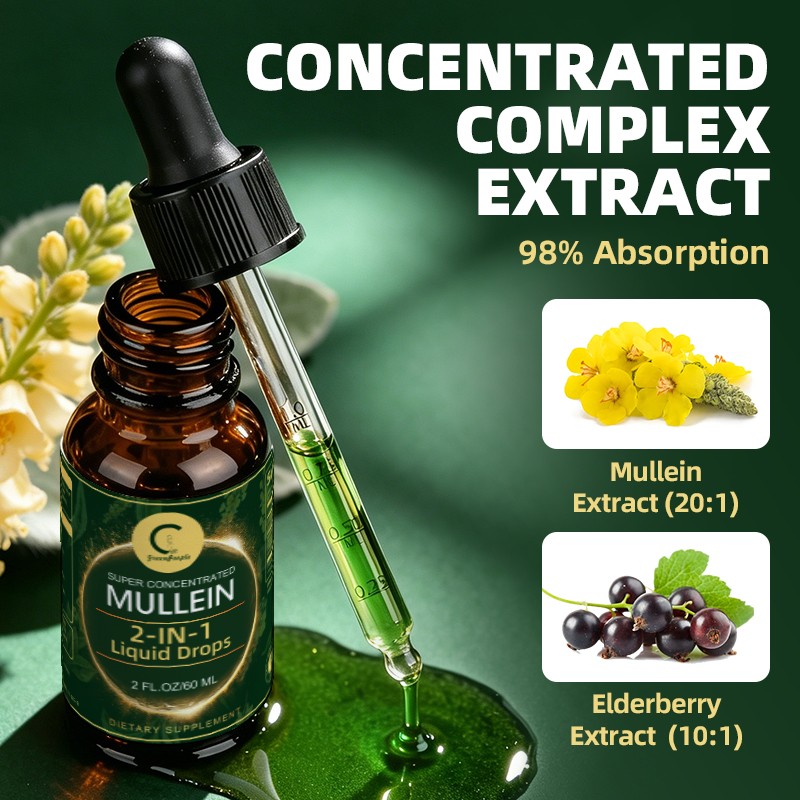 Mullein Extract Supplement Super Concentrated for Lungs Detox and Cleanse 60ML