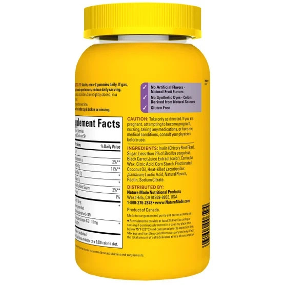 Nature Made Triple Action Biotic Gummy, Pre + Pro + Post-Biotics, 100 Gummies