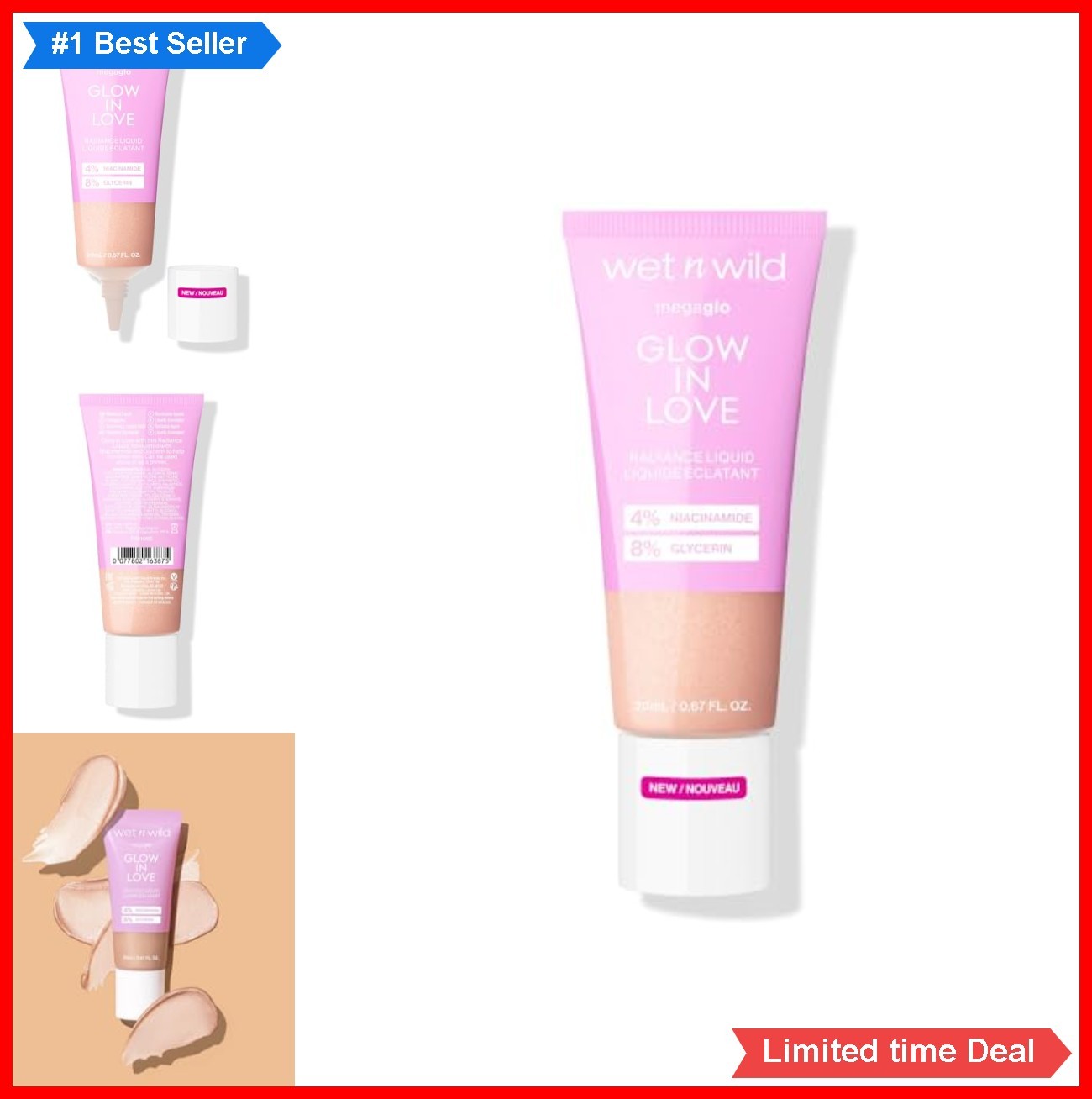 Liquid Highlighter Buildable Coverage Shimmery Gold Glow Niacinamide Glycerin