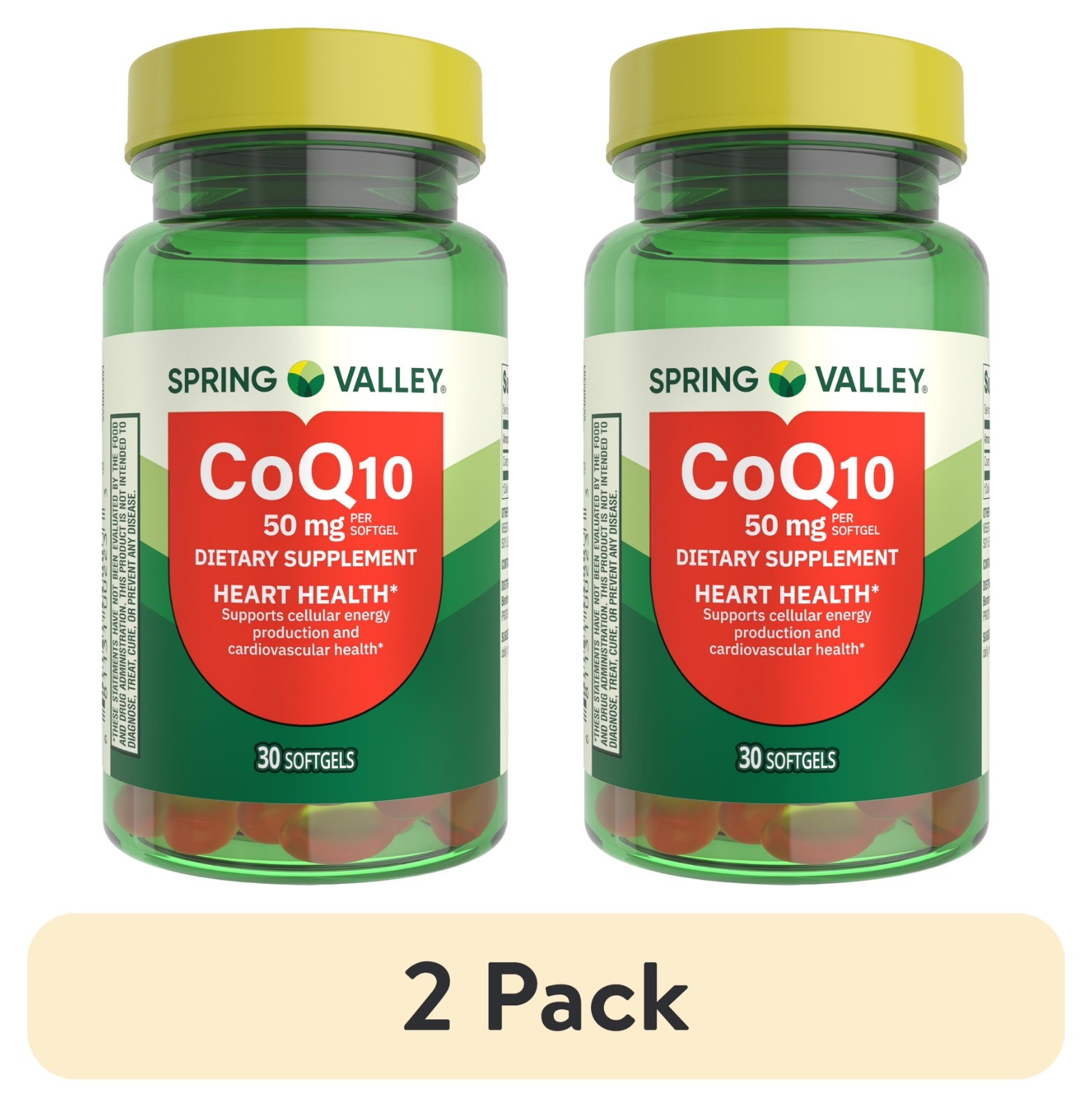 (2 pack) Spring Valley CoQ10 Dietary Supplement Softgels for Heart Health, 50 mg