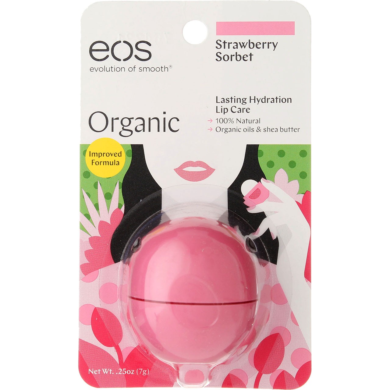 4 Pack eos Organic Lip Balm Sphere, Strawberry Sorbet
