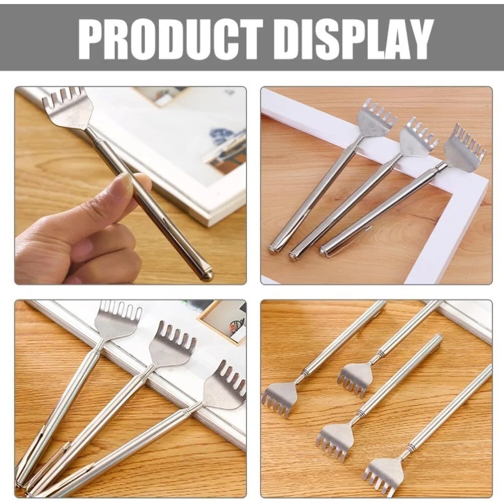 Stainless Steel Back Scratcher Extendable Telescopic Itch Relief Massager Tool