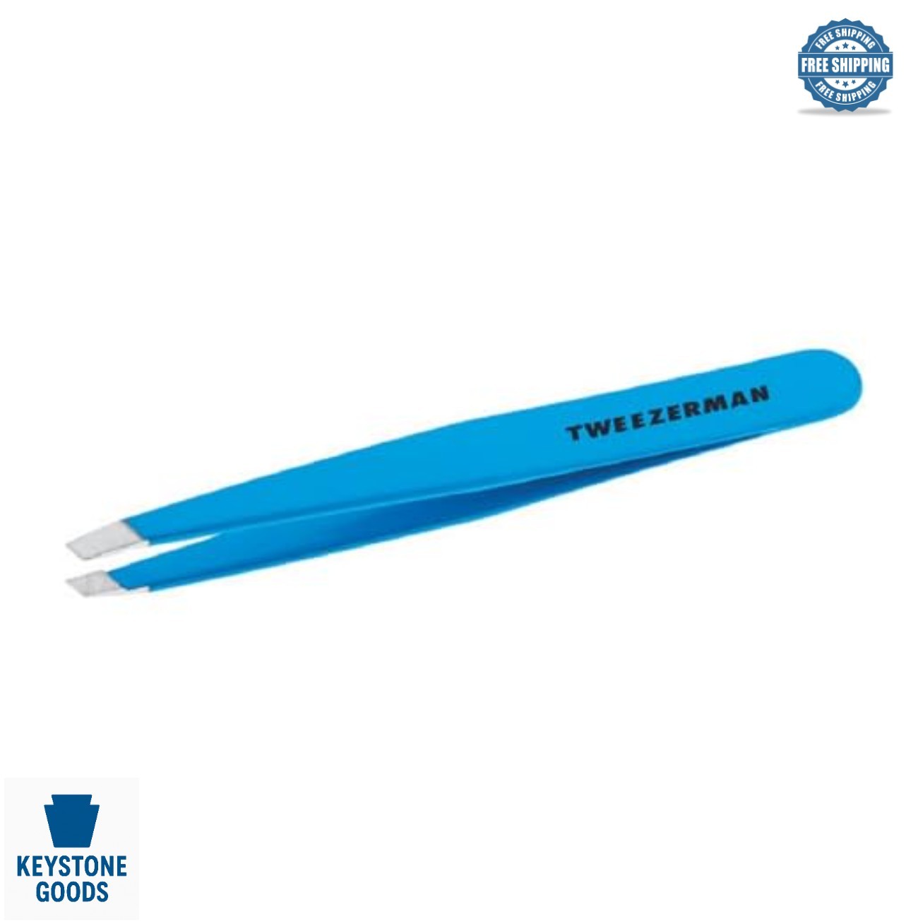 Slant Tweezer Stainless Steel 25 Degree Slanted Tip Precision Brows Blue Jewel
