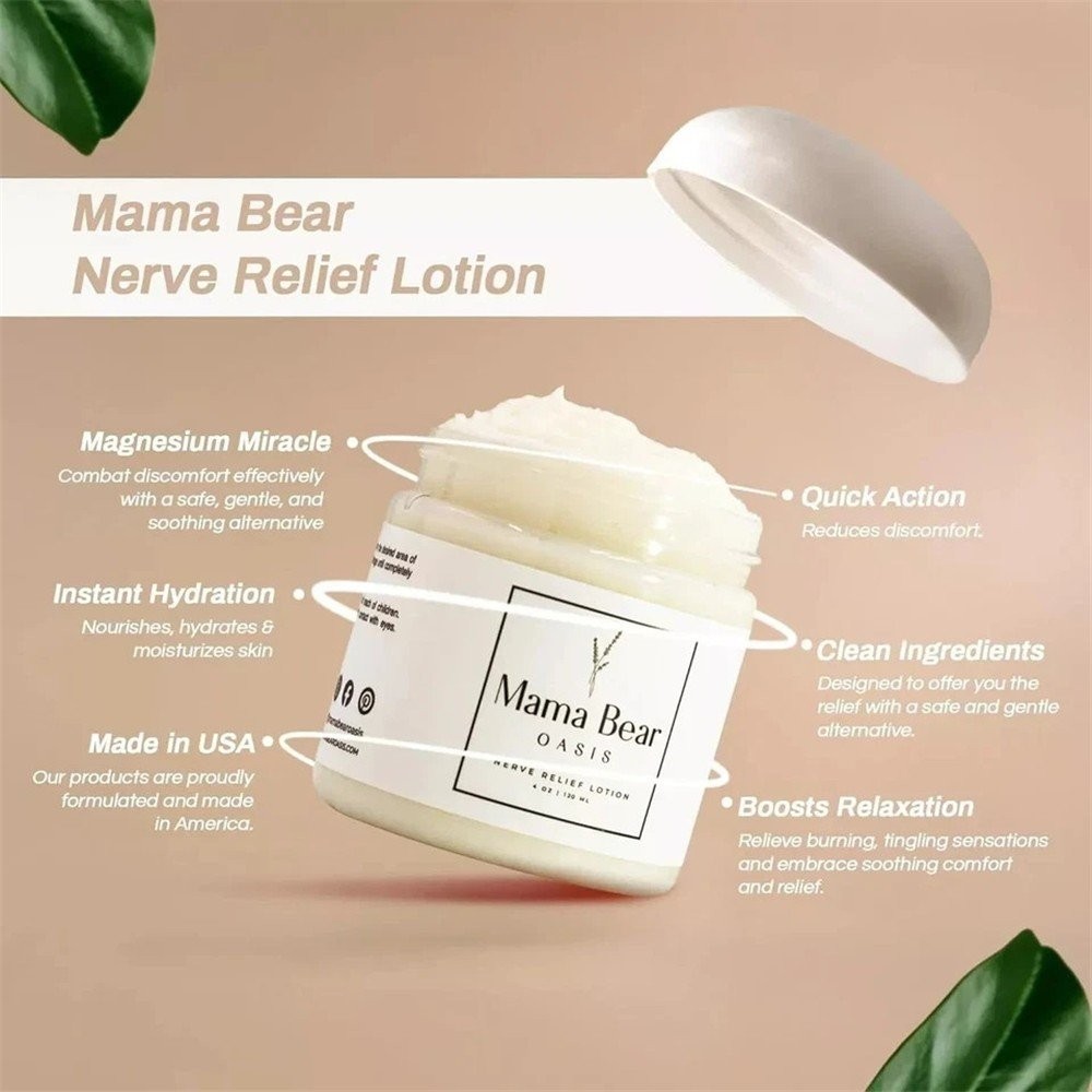 Mama Bear Oasis Lotion – Nerve Relief Cream for Foot, Hands, Legs, Natural Care