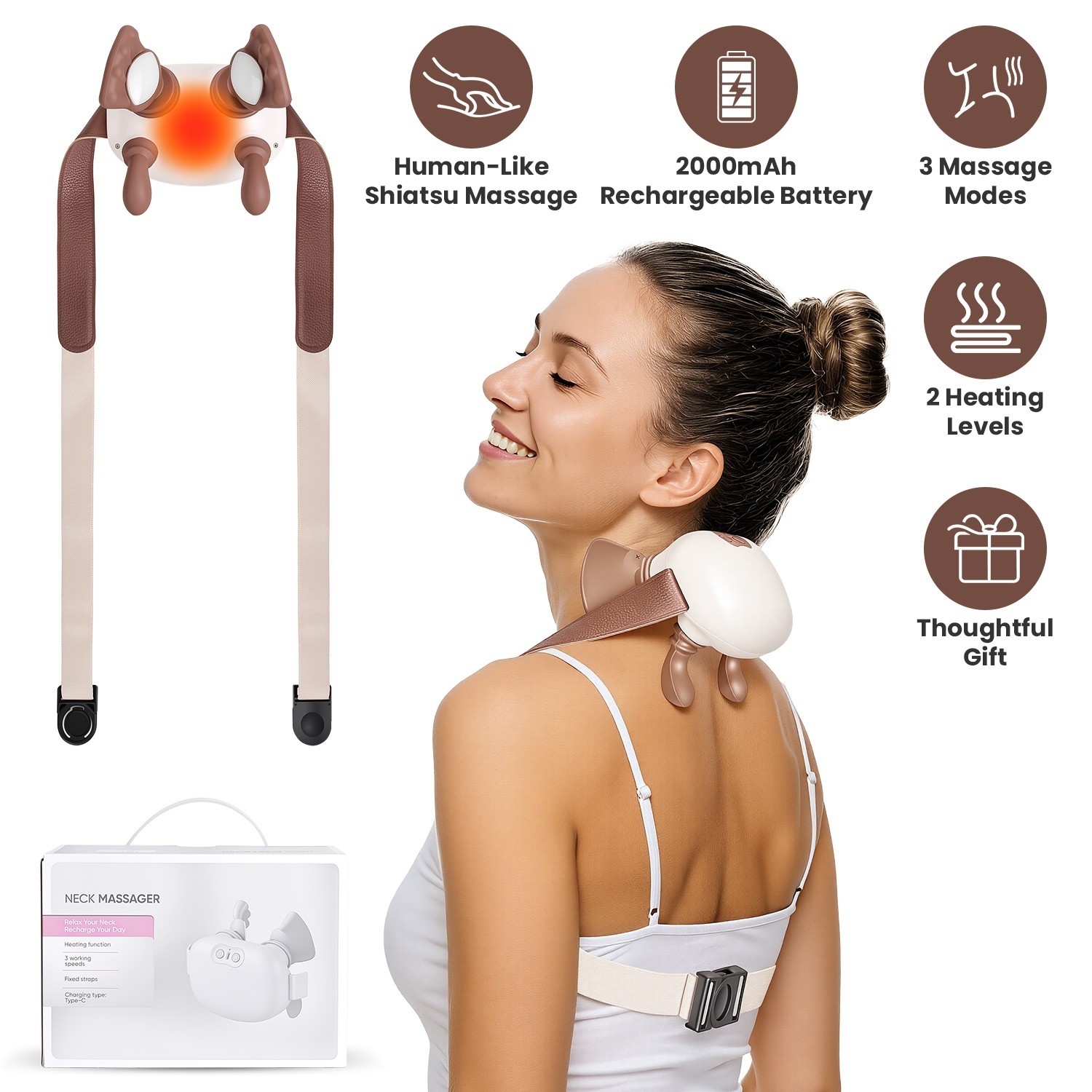 Adjustable Strap Neck Massager For Neck Shoulder Back Travel Office Home US